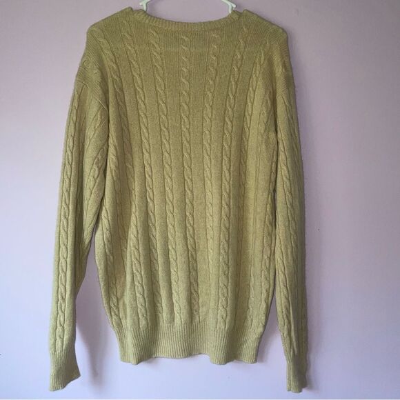 Vintage Greenwich L Cashmere Cream Sweater Cable Knit Fisherman Quiet Luxury - Picture 5 of 7